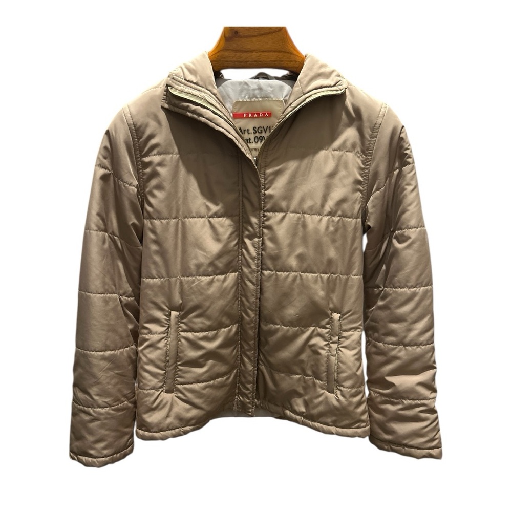 Prada Genuine Jacket | Tan/Cream Neutral | Lightweight | Small Medium Women’s